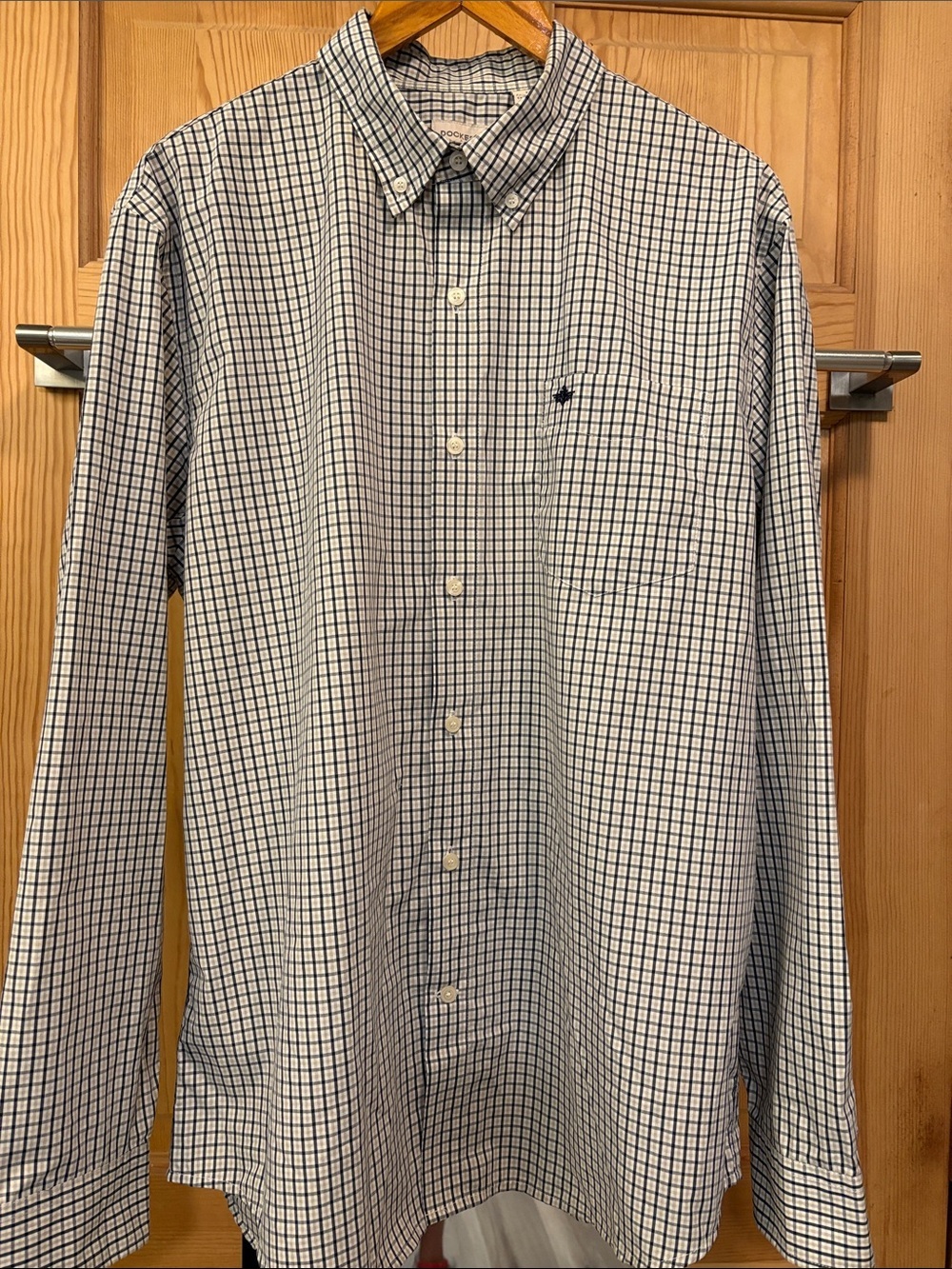 Long Sleeve Lightweight Plaid Men’s Button Down Shirt Sz L